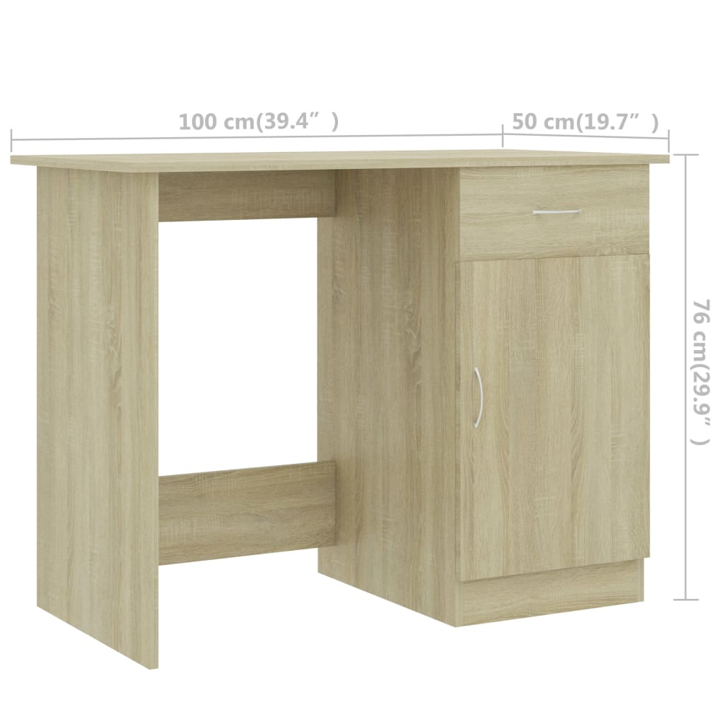 Skrivebord Sonoma Eik 100X50X76 Cm Konstruert Tre
