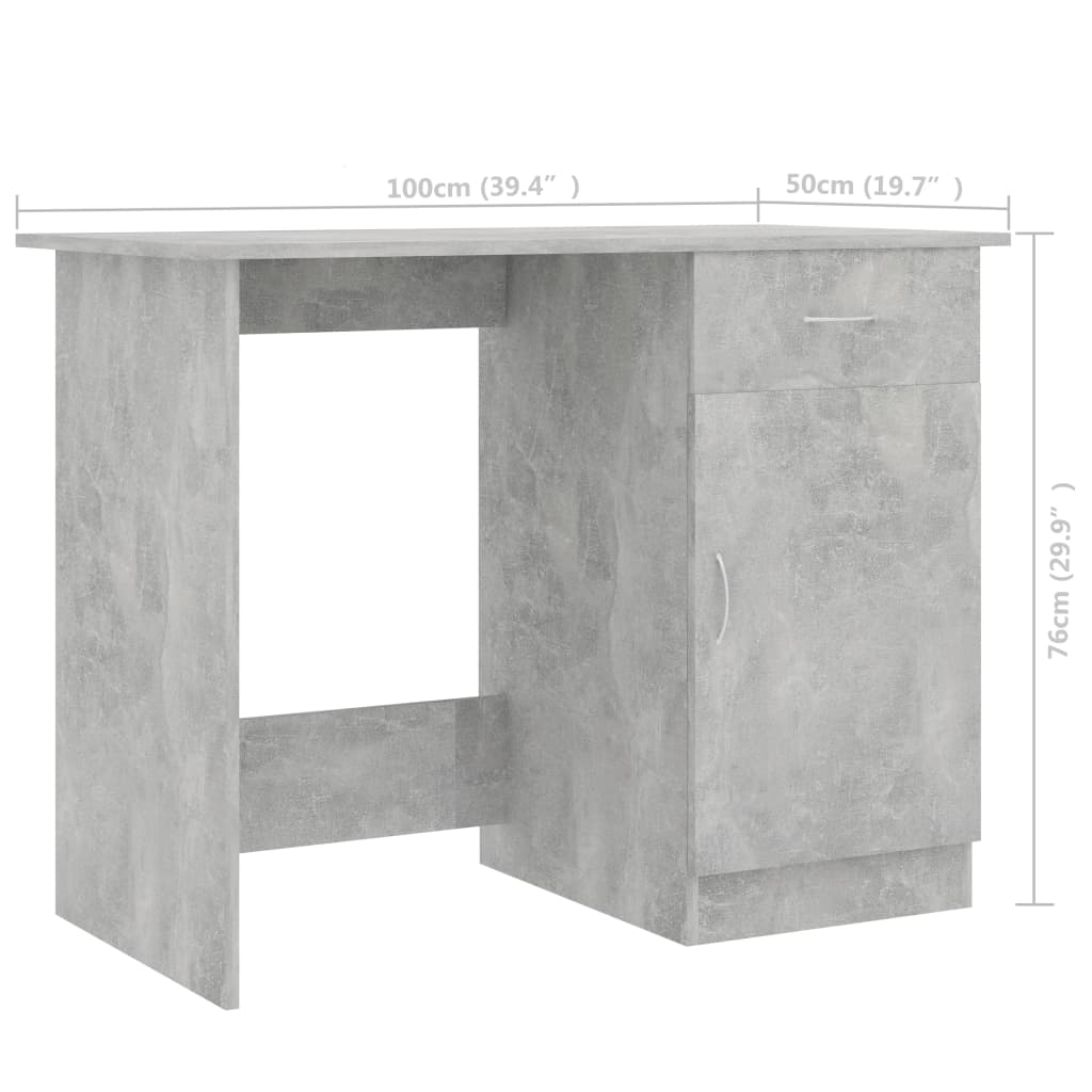 Skrivebord Betonggrå 100X50X76 Cm Konstruert Tre