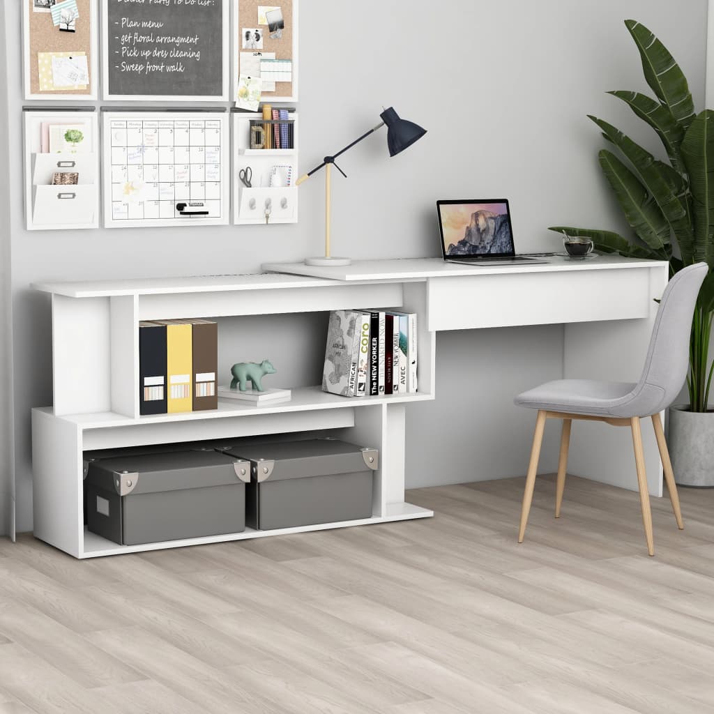 Skrivebord For Hjørne Hvit 200X50X76 Cm Konstruert Tre