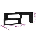 Skrivebord For Hjørne Svart 200X50X76 Cm Konstruert Tre