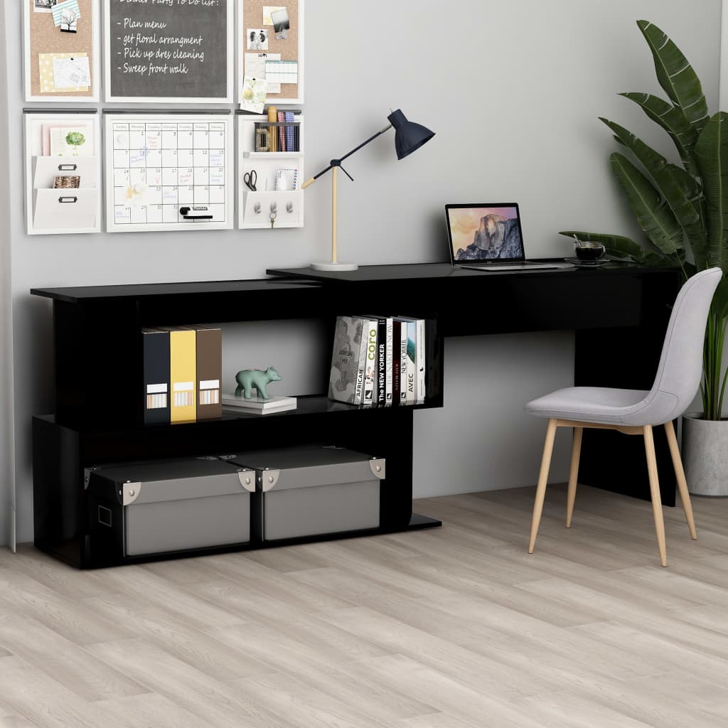 Skrivebord For Hjørne Svart 200X50X76 Cm Konstruert Tre