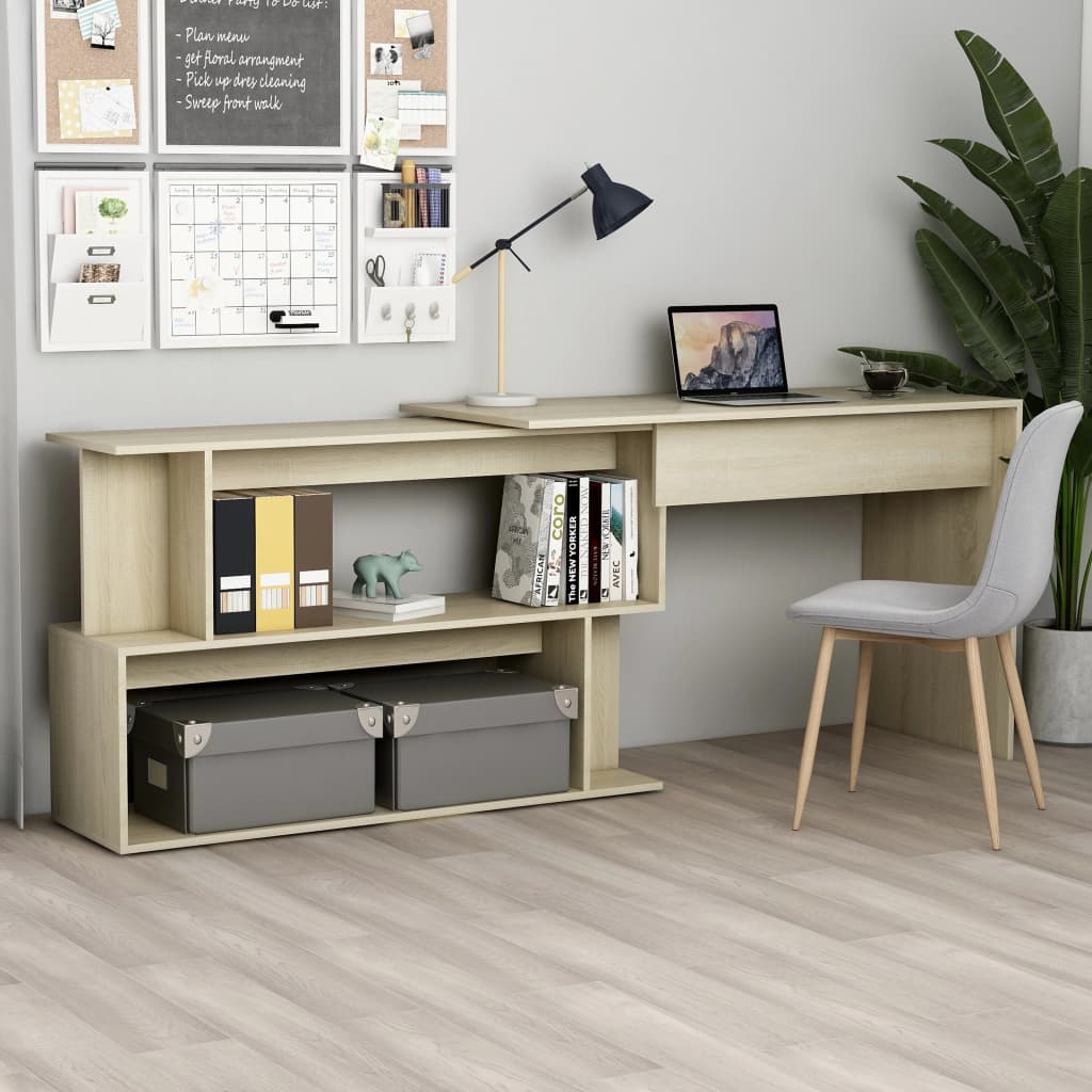 Skrivebord For Hjørne Sonoma Eik 200X50X76 Cm Konstruert Tre