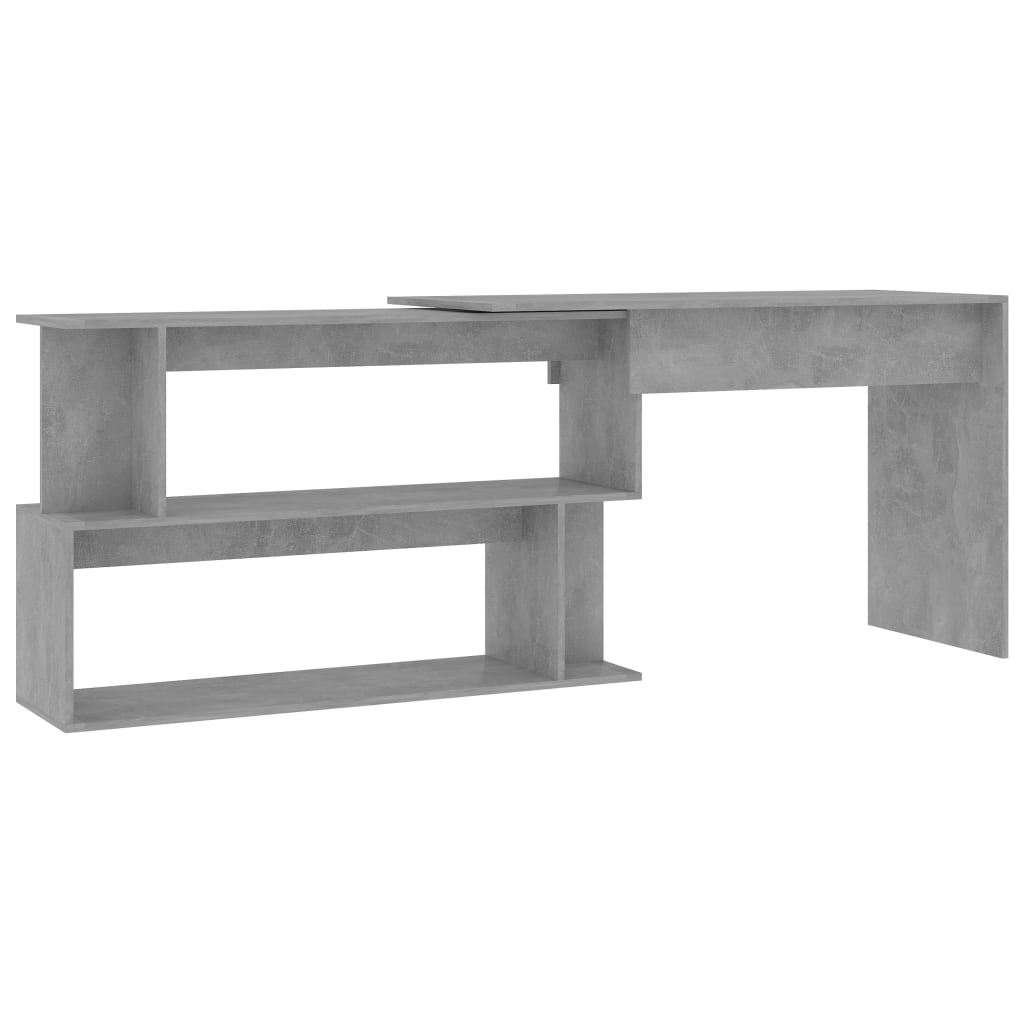 Skrivebord For Hjørne Betonggrå 200X50X76 Cm Konstruert Tre