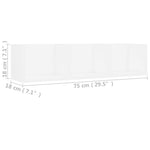 Veggmontert Cd-Hylle Hvit 75X18X18 Cm Konstruert Tre