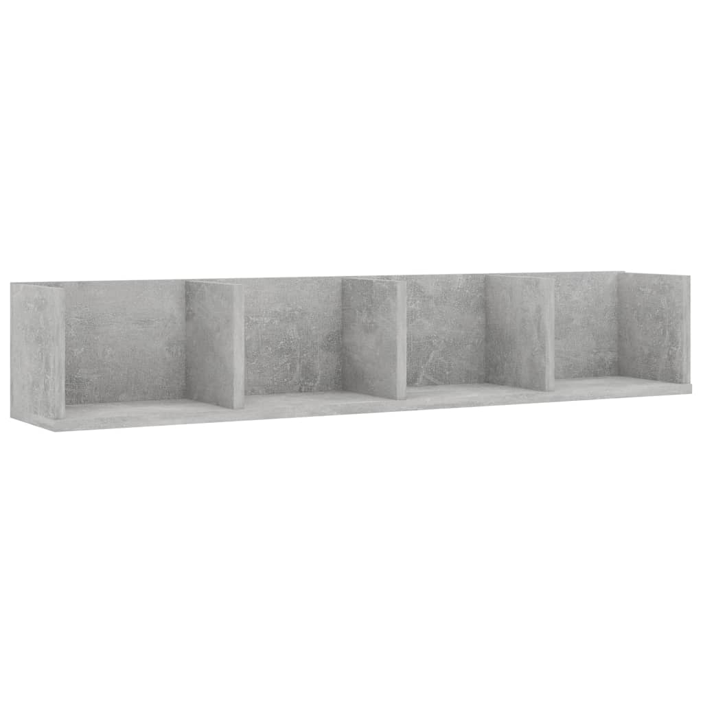 Veggmontert Cd-Hylle Betonggrå 100X18X18 Cm Konstruert Tre