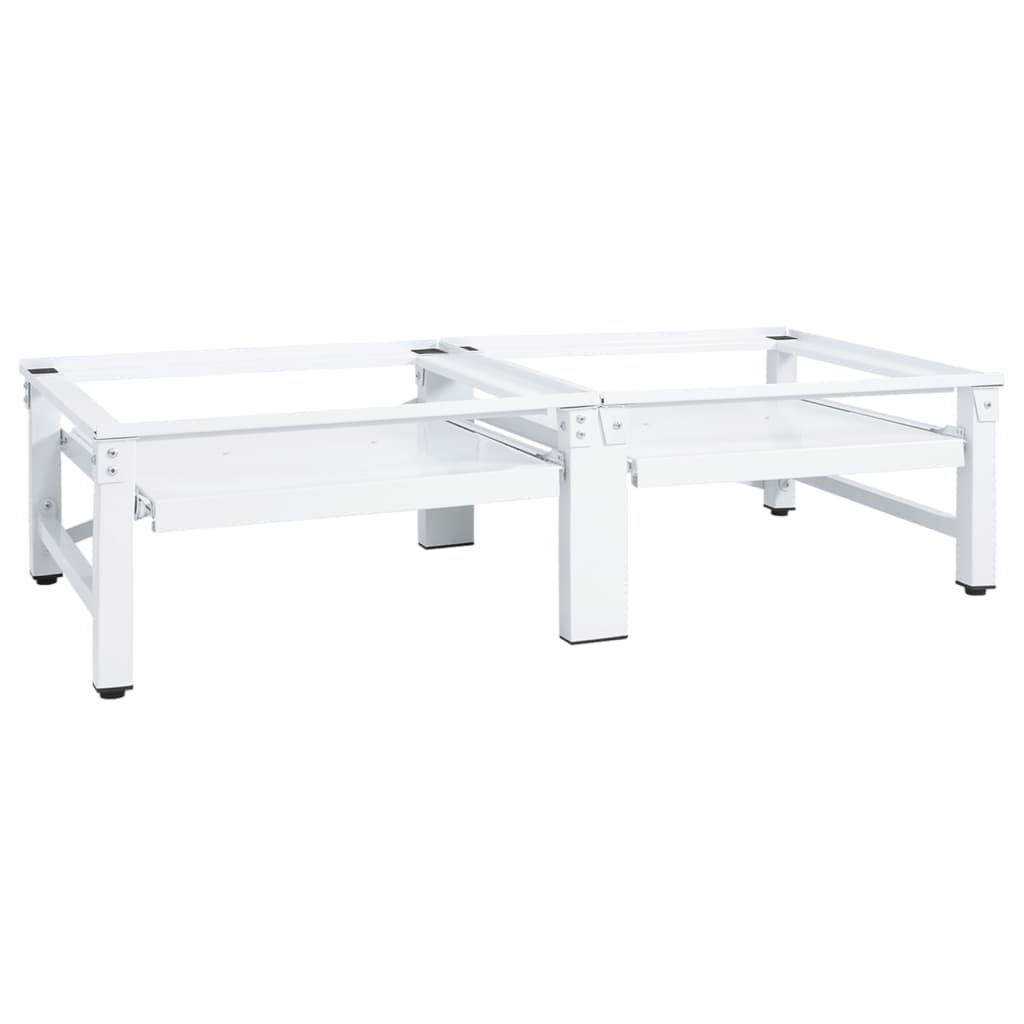 Stativ Til Vaskemaskin/Tørketrommel Med Uttrekkbare Hyller Hvit