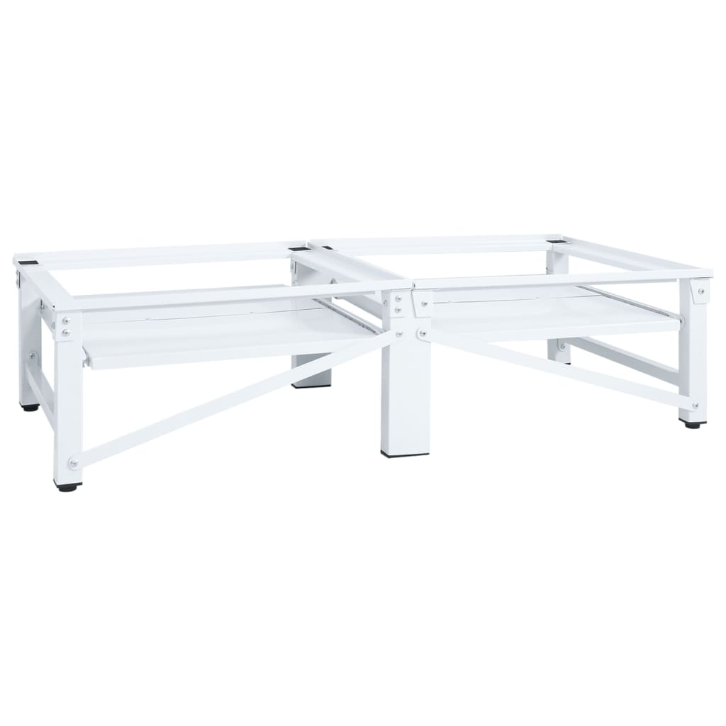 Stativ Til Vaskemaskin/Tørketrommel Med Uttrekkbare Hyller Hvit