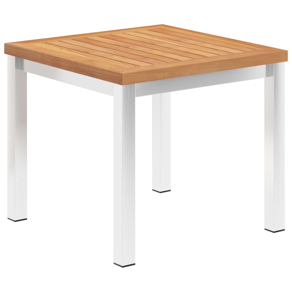 Sidebord Til Hage 45X45X38 Cm Heltre Teak Og Rustfritt Stål