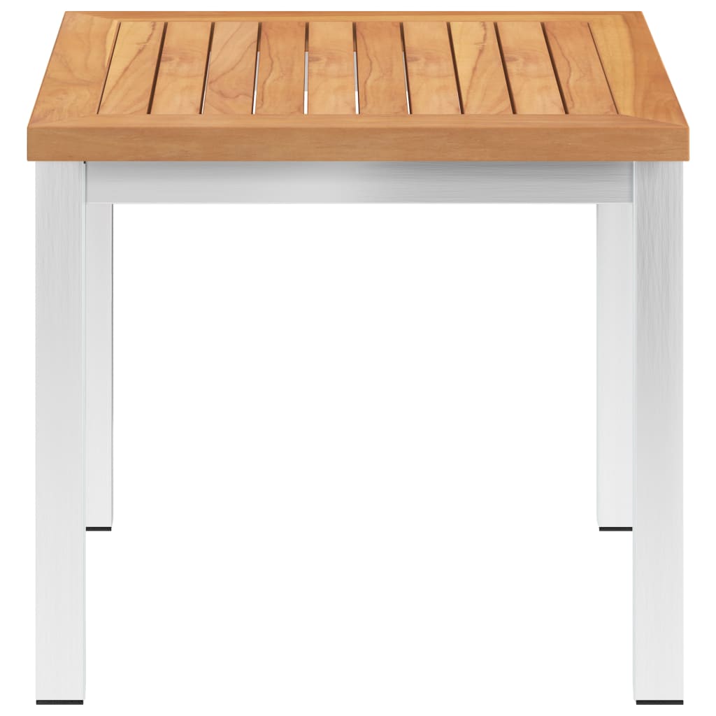 Sidebord Til Hage 45X45X38 Cm Heltre Teak Og Rustfritt Stål