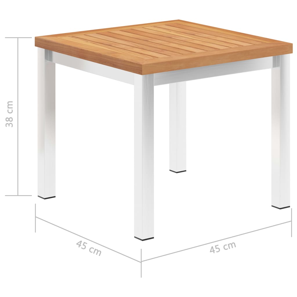 Sidebord Til Hage 45X45X38 Cm Heltre Teak Og Rustfritt Stål