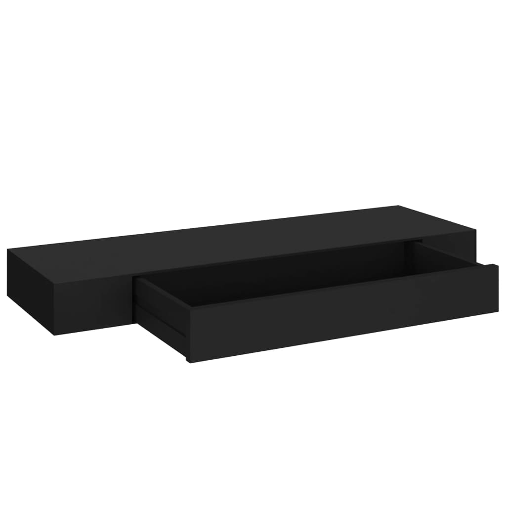 Vegghylle Med Skuff Svart 80X25X8 Cm
