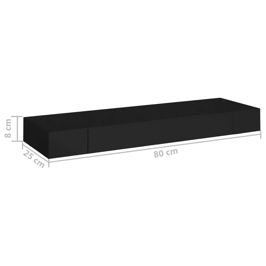 Vegghylle Med Skuff Svart 80X25X8 Cm