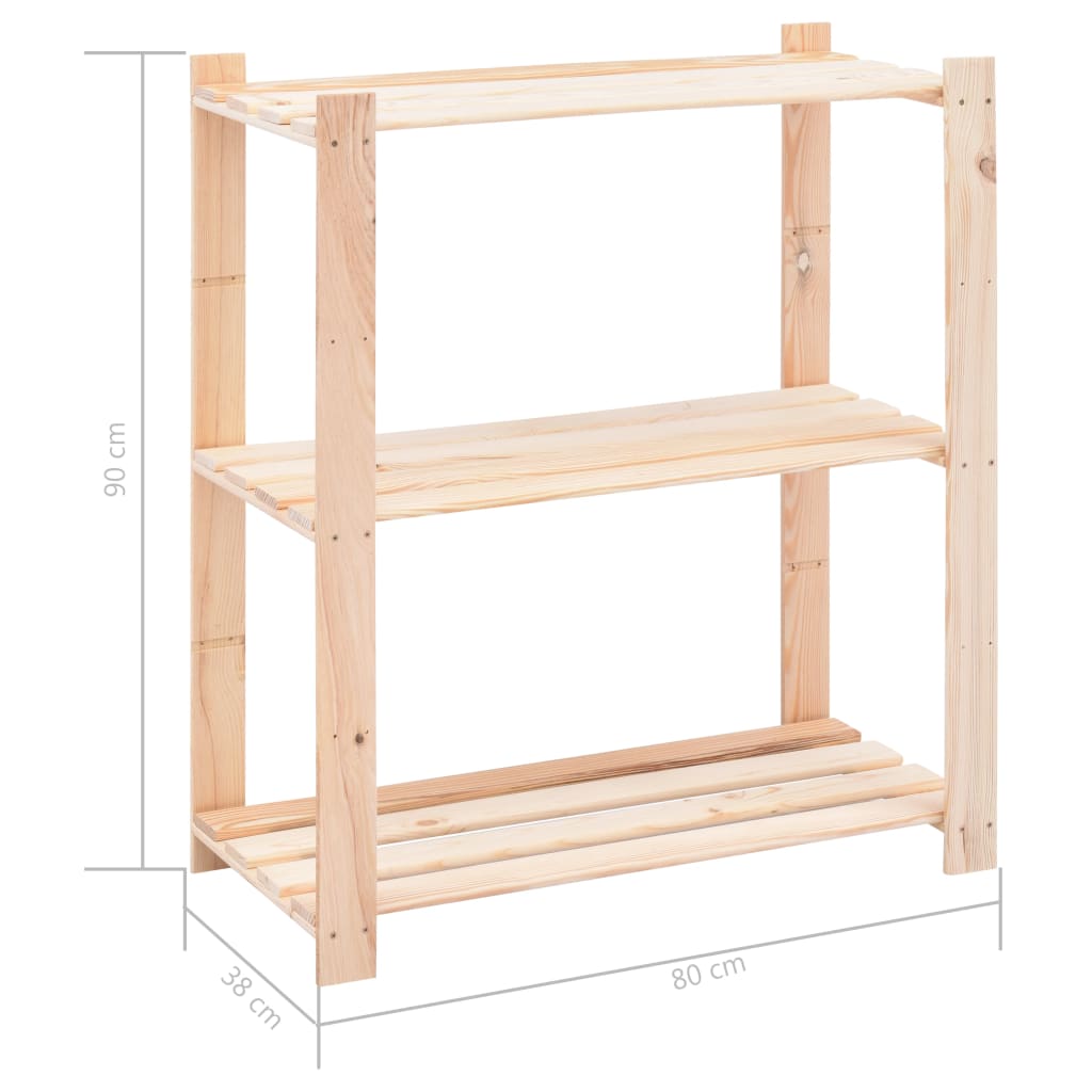 Lagringshyller 3 Etasjer 2 Stk 80X38X90Cm Heltre Furu 150Kg