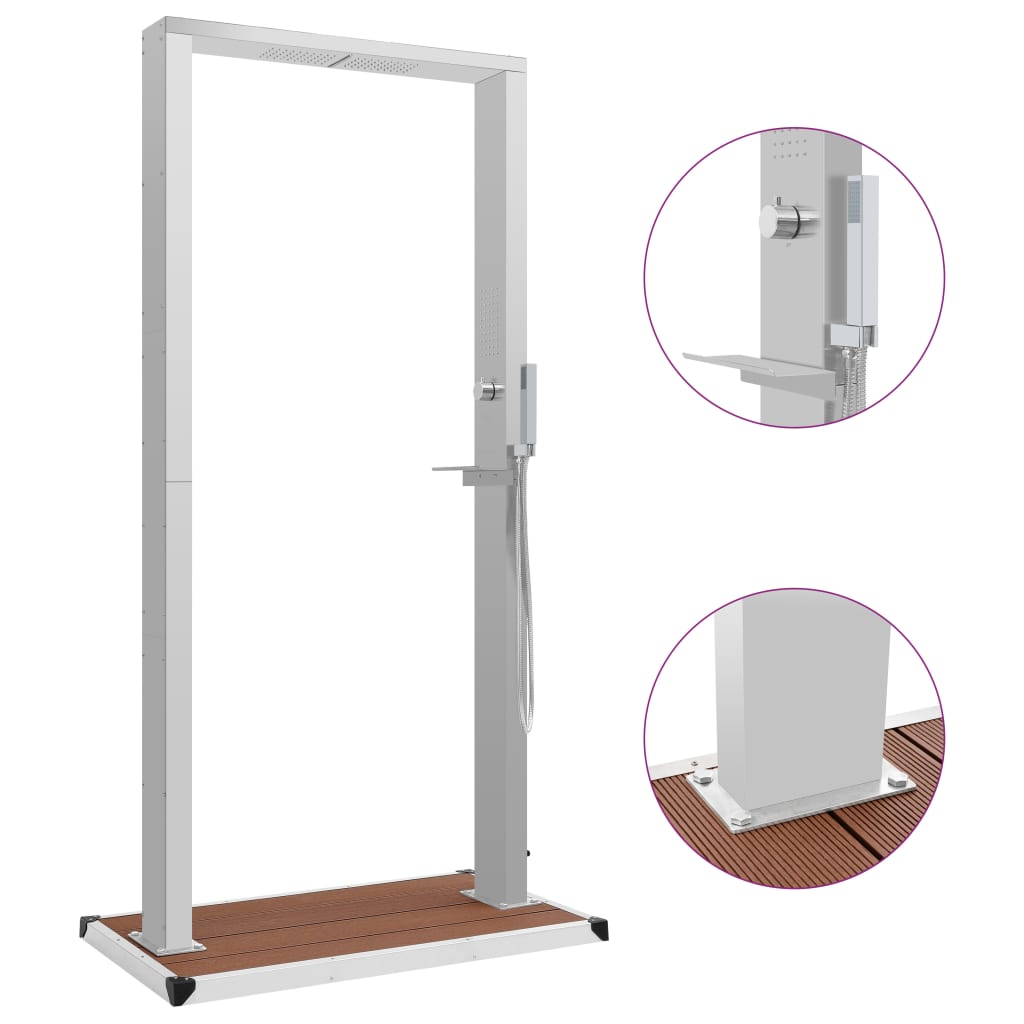 Utendørs Dusj Med Brett Wpc Rustfritt Stål