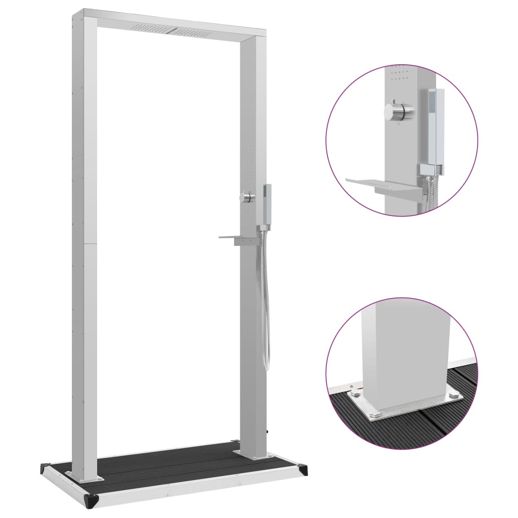 Utendørs Dusj Med Brett Wpc Rustfritt Stål