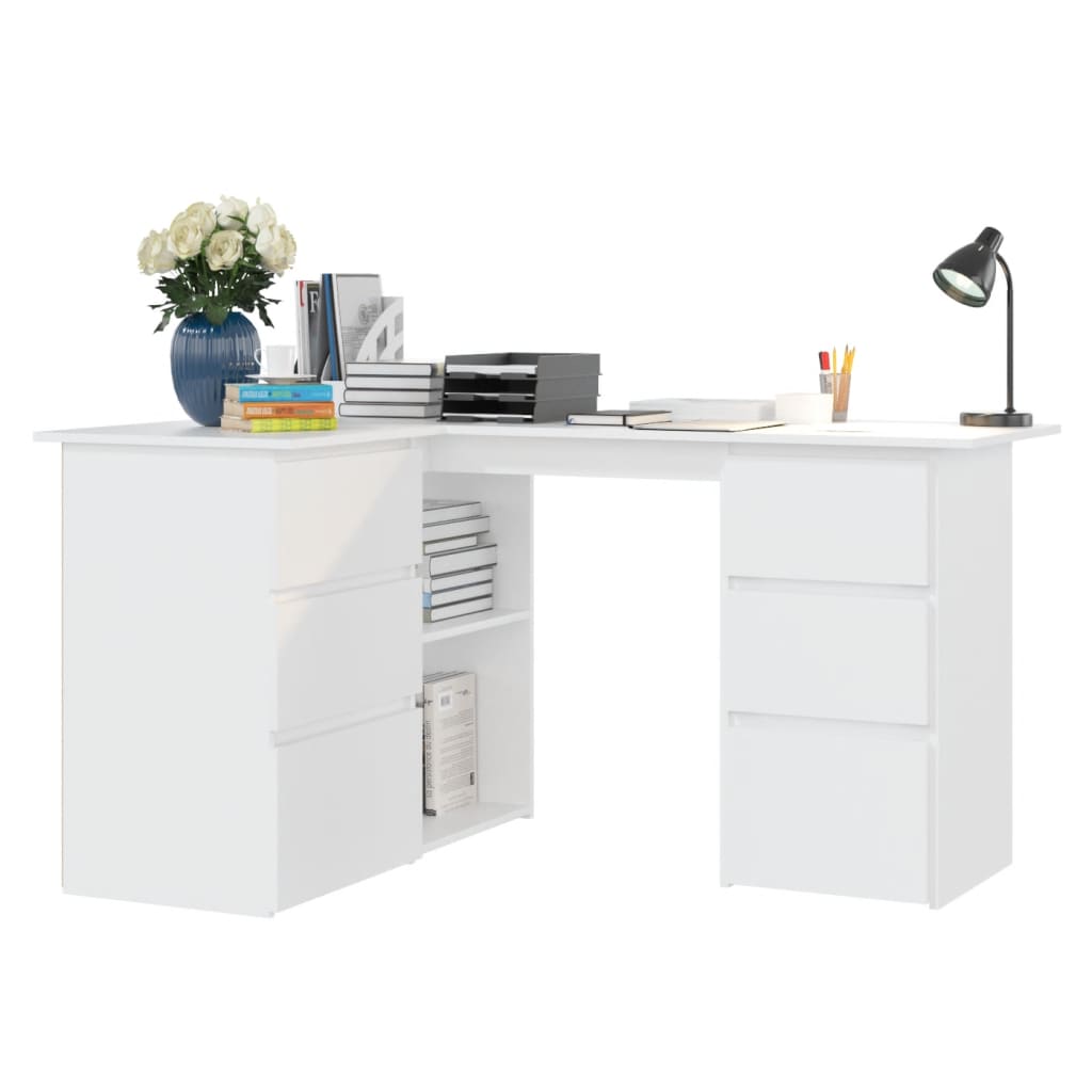 Skrivebord For Hjørne Hvit 145X100X76 Cm Konstruert Tre