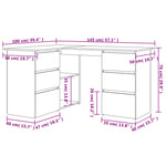 Skrivebord For Hjørne Hvit 145X100X76 Cm Konstruert Tre