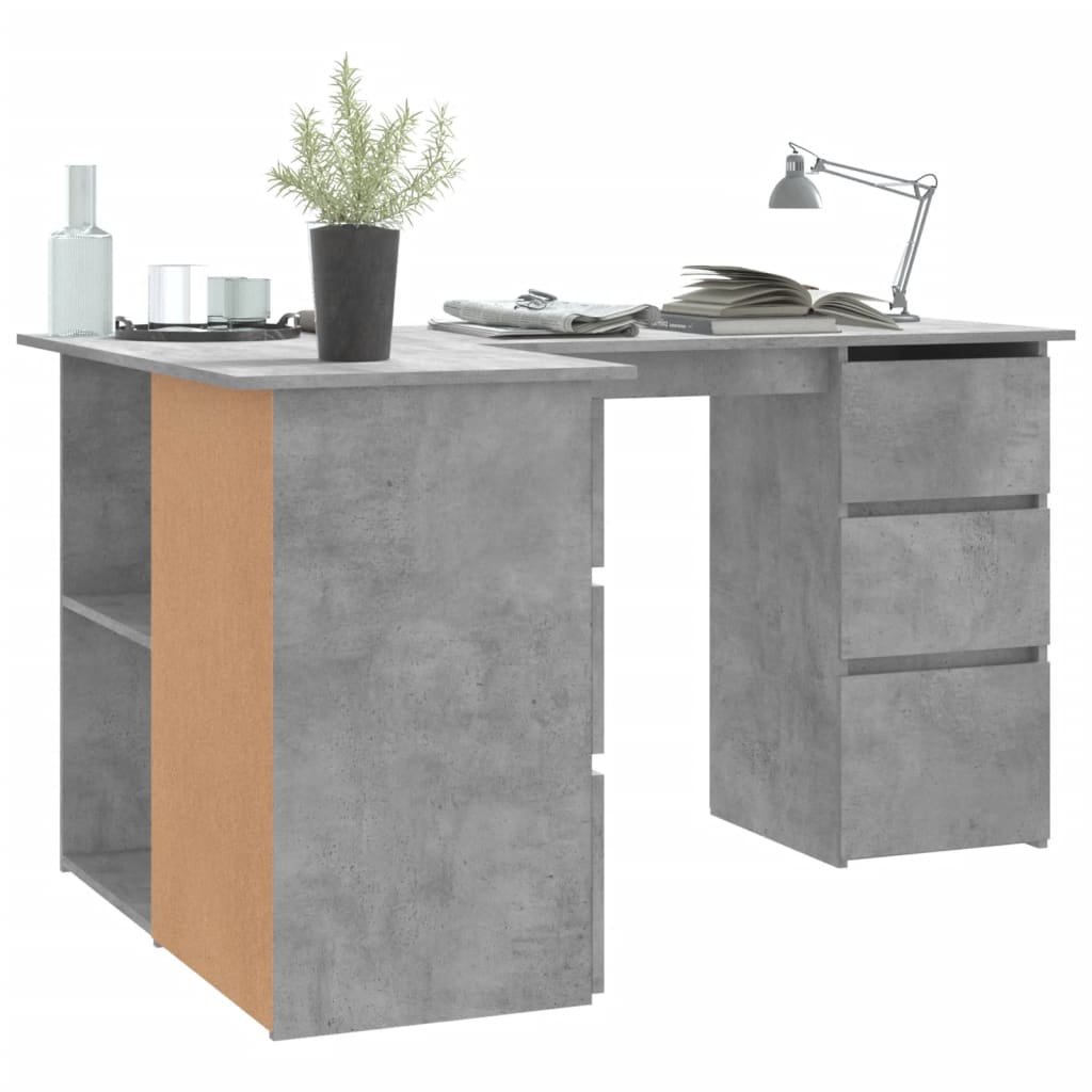 Skrivebord For Hjørne Betonggrå 145X100X76 Cm Konstruert Tre