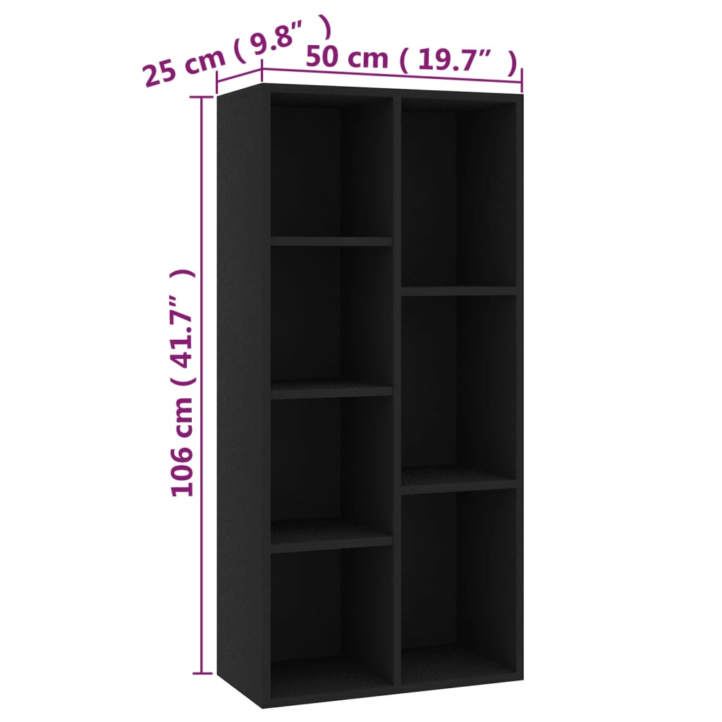 Bokhylle Svart 50X25X106 Cm Konstruert Tre