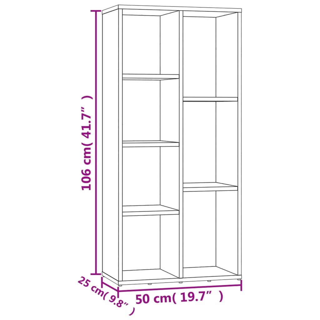 Bokhylle Betonggrå 50X25X106 Cm Konstruert Tre