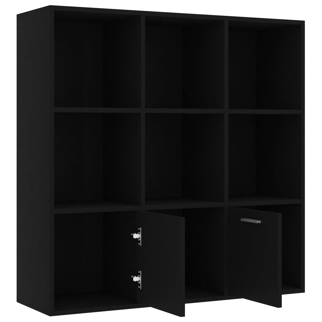Bokhylle Svart 98X30X98 Cm Konstruert Tre