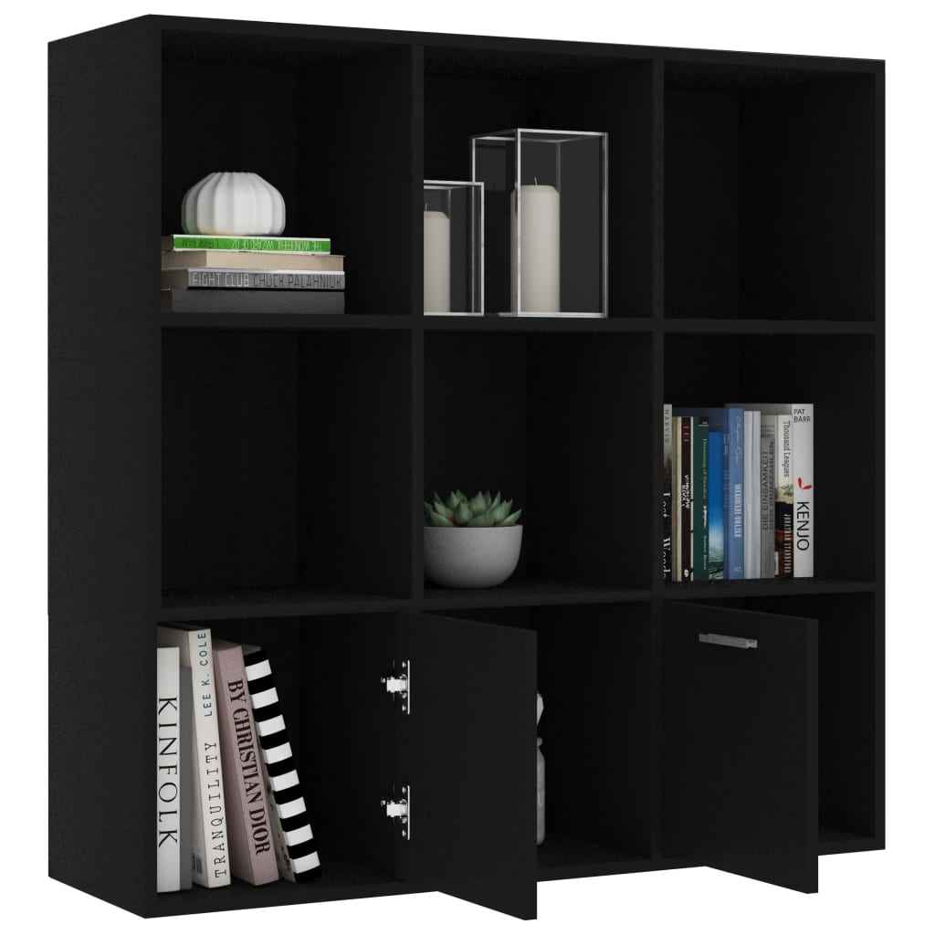 Bokhylle Svart 98X30X98 Cm Konstruert Tre