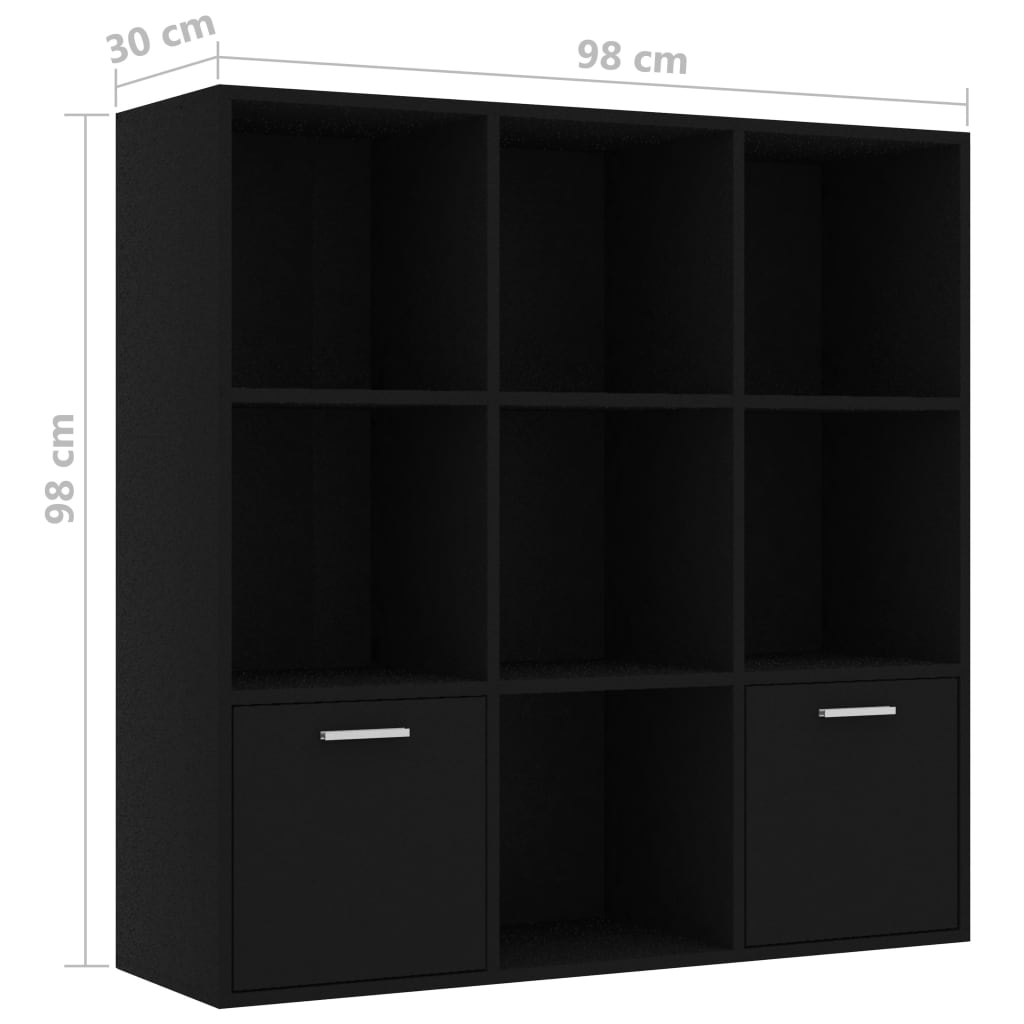 Bokhylle Svart 98X30X98 Cm Konstruert Tre