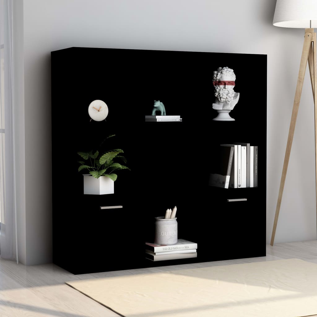 Bokhylle Svart 98X30X98 Cm Konstruert Tre