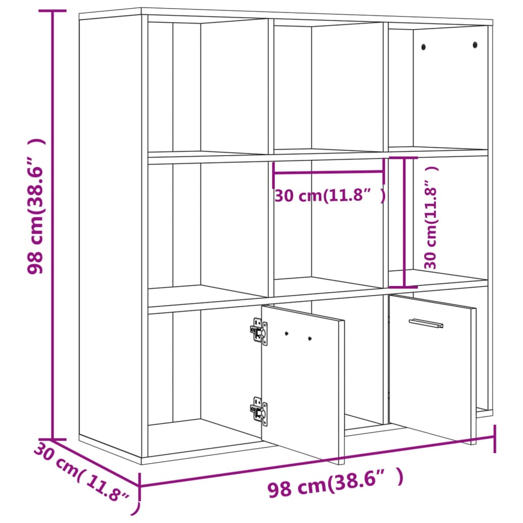 Bokhylle Sonoma Eik 98X30X98 Cm Konstruert Tre