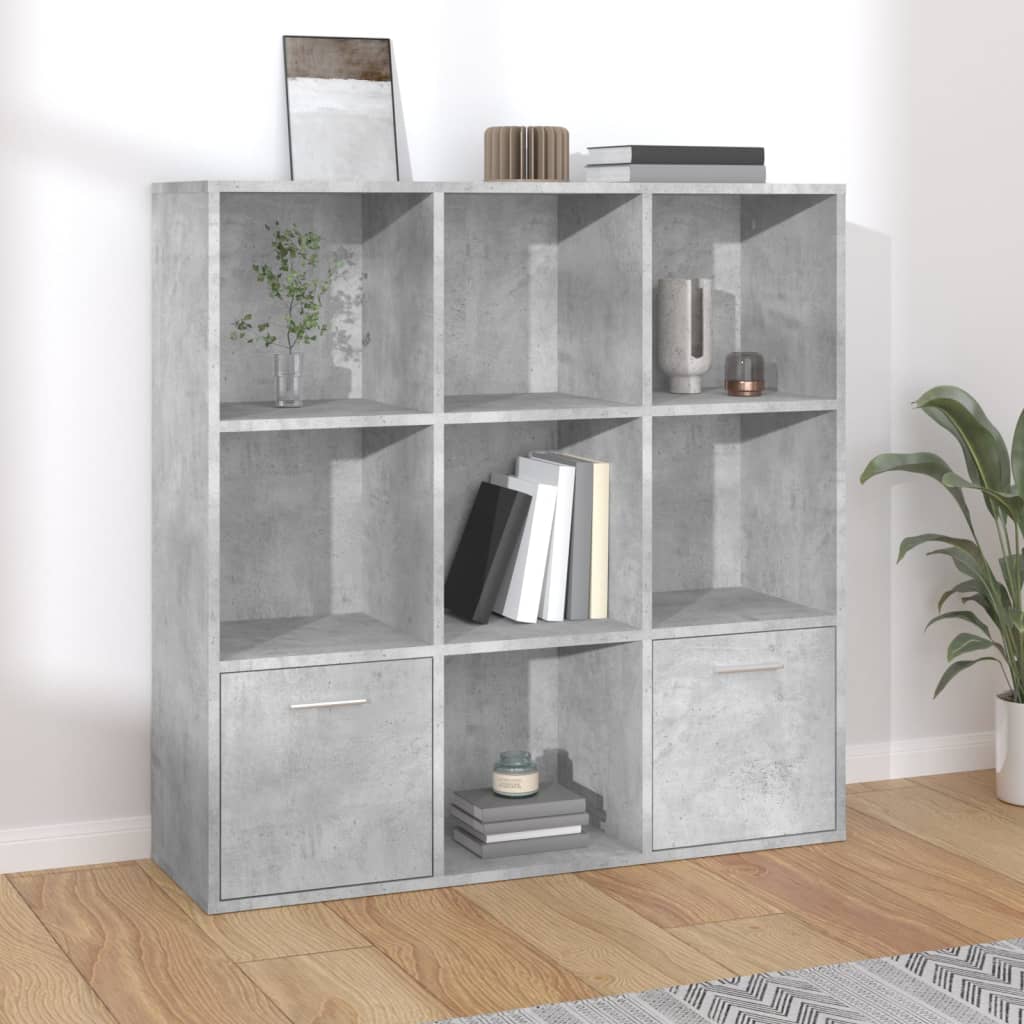 Bokhylle Betonggrå 98X30X98 Cm Konstruert Tre