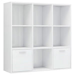 Bokhylle Høyglans Hvit 98X30X98 Cm Konstruert Tre