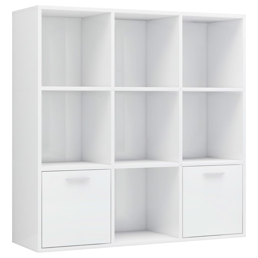 Bokhylle Høyglans Hvit 98X30X98 Cm Konstruert Tre