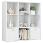 Bokhylle Høyglans Hvit 98X30X98 Cm Konstruert Tre