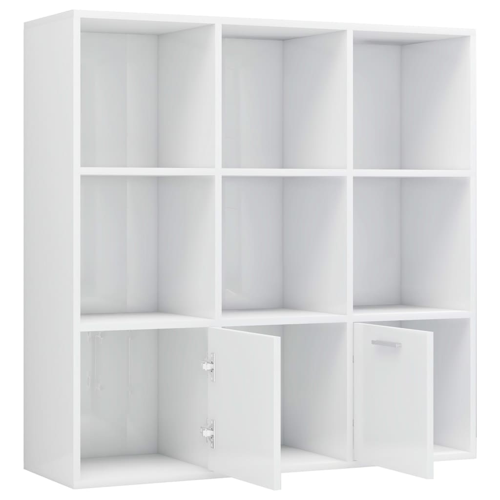 Bokhylle Høyglans Hvit 98X30X98 Cm Konstruert Tre