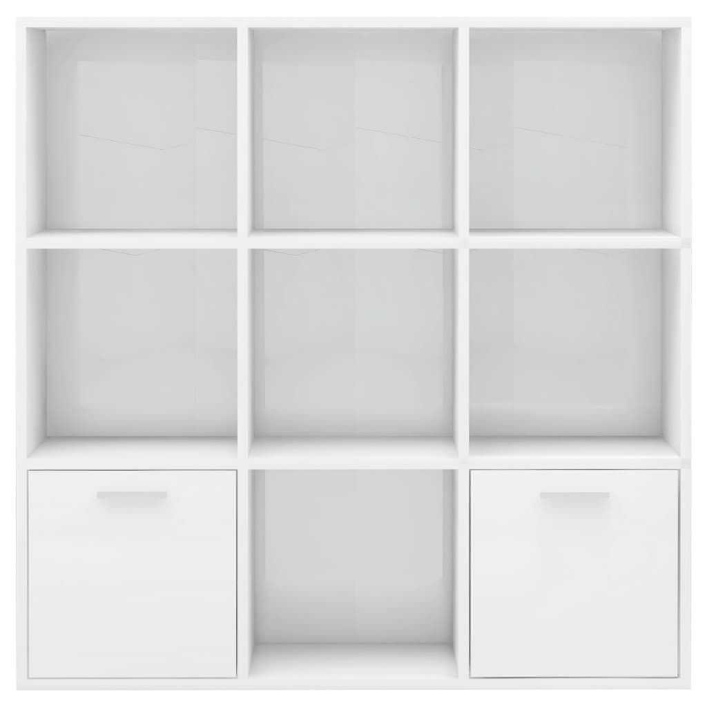 Bokhylle Høyglans Hvit 98X30X98 Cm Konstruert Tre