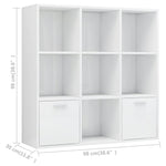 Bokhylle Høyglans Hvit 98X30X98 Cm Konstruert Tre