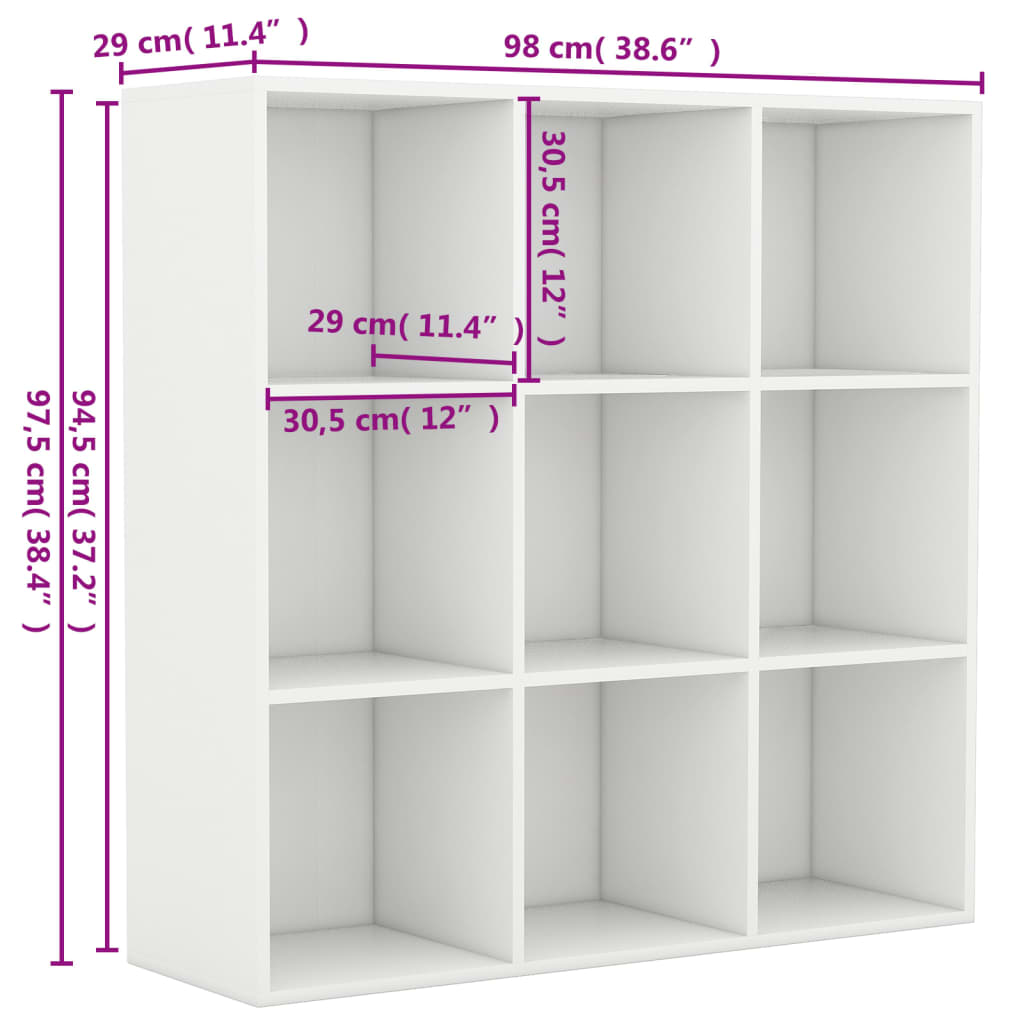 Bokhylle Hvit 98X29X97,5 Cm Konstruert Tre
