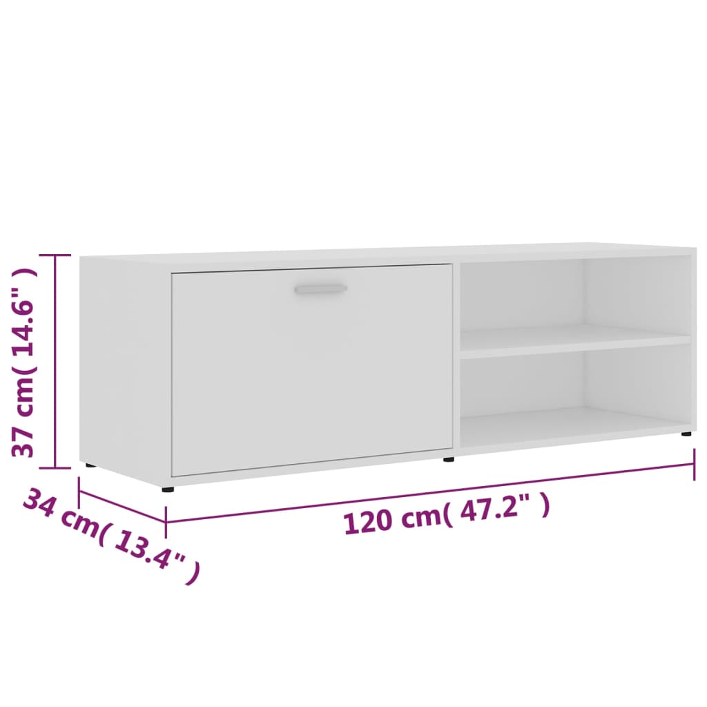 Tv-Benk Hvit 120X34X37 Cm Konstruert Tre