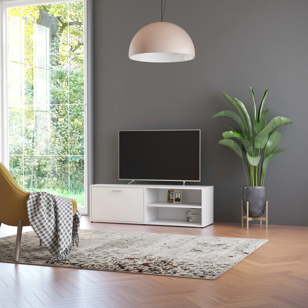 Tv-Benk Hvit 120X34X37 Cm Konstruert Tre