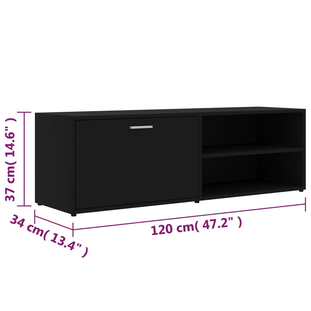 Tv-Benk Svart 120X34X37 Cm Konstruert Tre