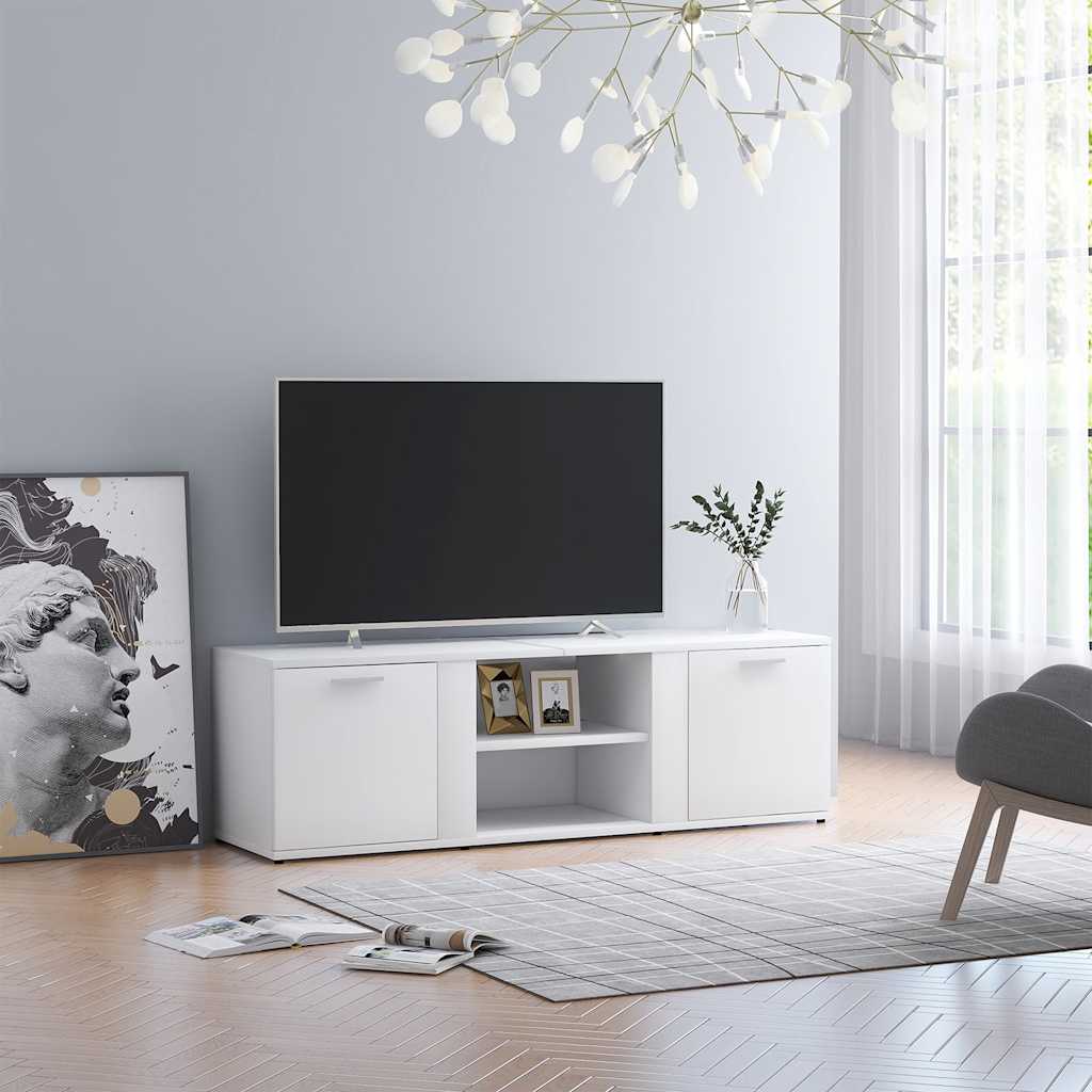Tv-Benk Hvit 120X34X37 Cm Konstruert Tre