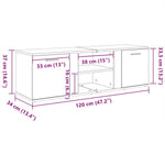 Tv-Benk Hvit 120X34X37 Cm Konstruert Tre
