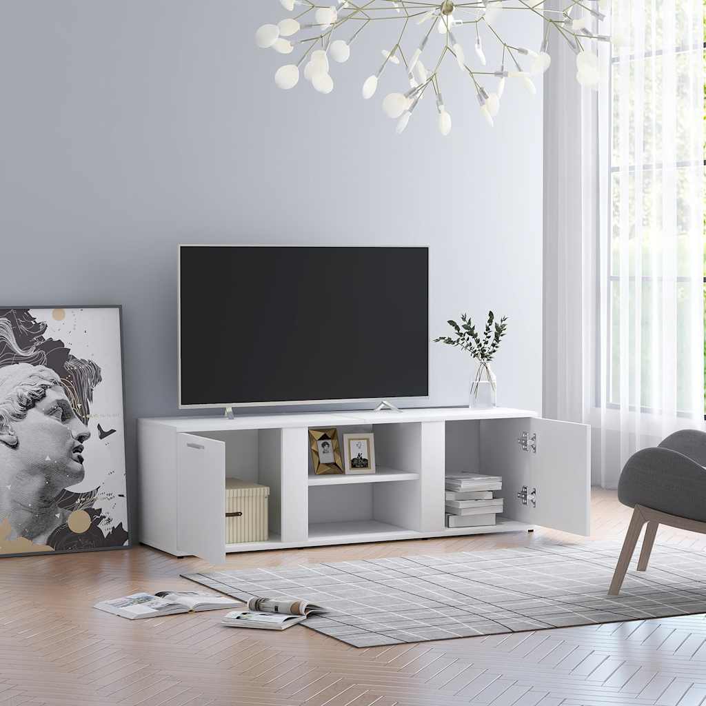 Tv-Benk Hvit 120X34X37 Cm Konstruert Tre