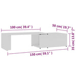 Salongbord Hvit 150X50X35 Cm Konstruert Tre