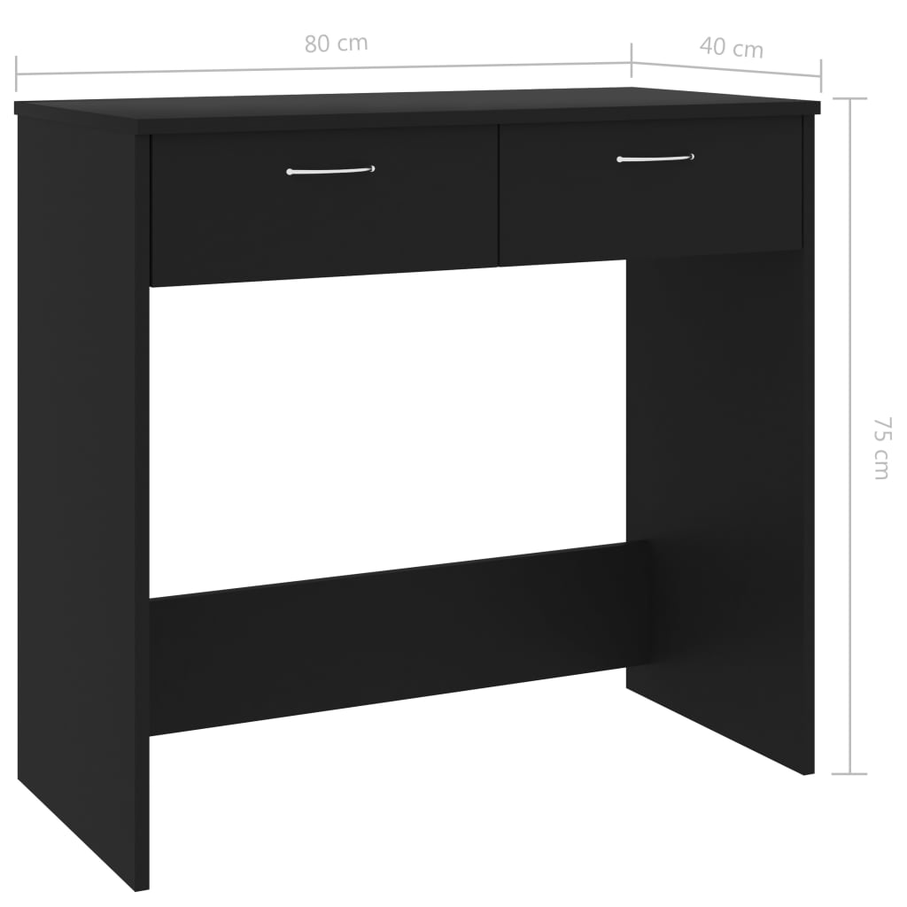 Skrivebord Svart 80X40X75 Cm Konstruert Tre