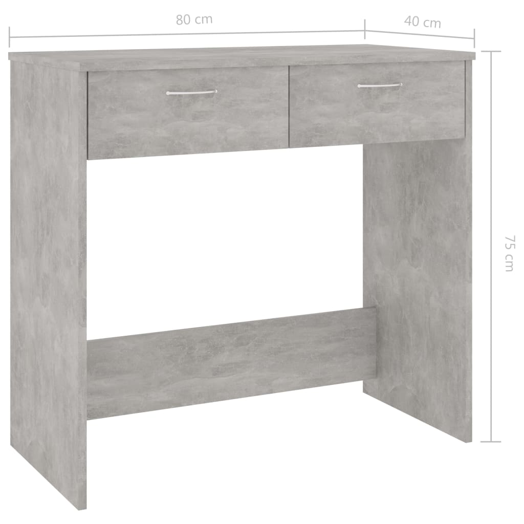 Skrivebord Betonggrå 80X40X75 Cm Konstruert Tre