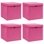Oppbevaringsbokser Med Lokk 4 Stk Rosa 32X32X32 Cm Stoff