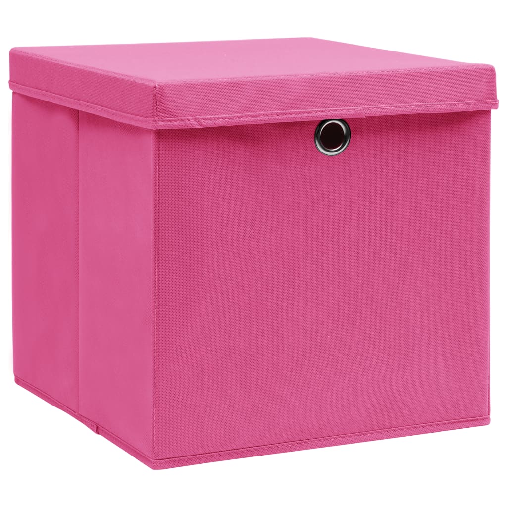 Oppbevaringsbokser Med Lokk 4 Stk Rosa 32X32X32 Cm Stoff