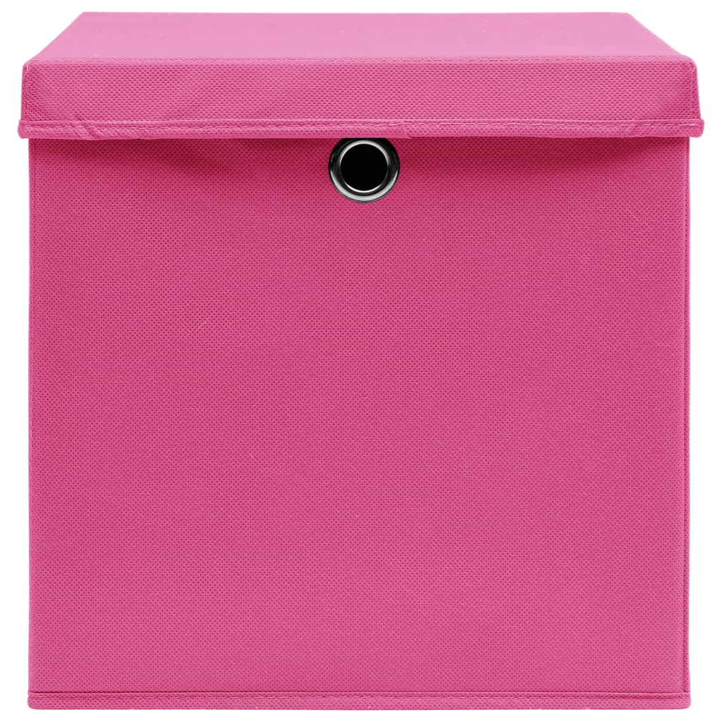 Oppbevaringsbokser Med Lokk 4 Stk Rosa 32X32X32 Cm Stoff