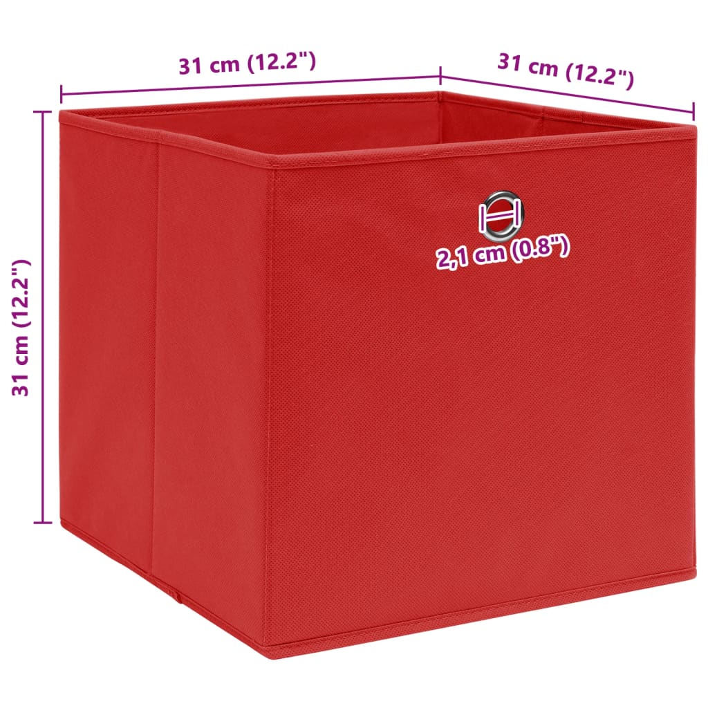 Oppbevaringsbokser 4 Stk Rød 32X32X32 Cm Stoff